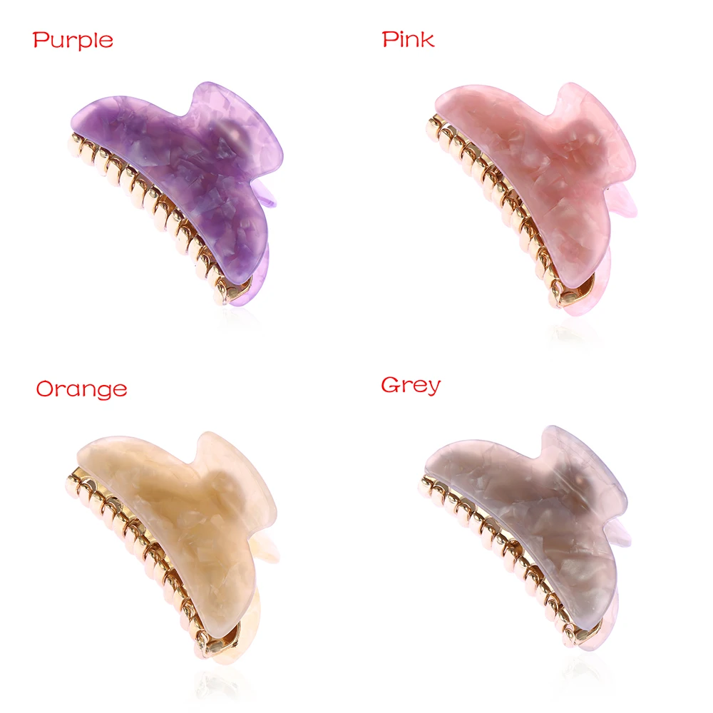 1 шт. желе Цвет Акриловые зажимы для волос Цветочный принт с золотым напылением