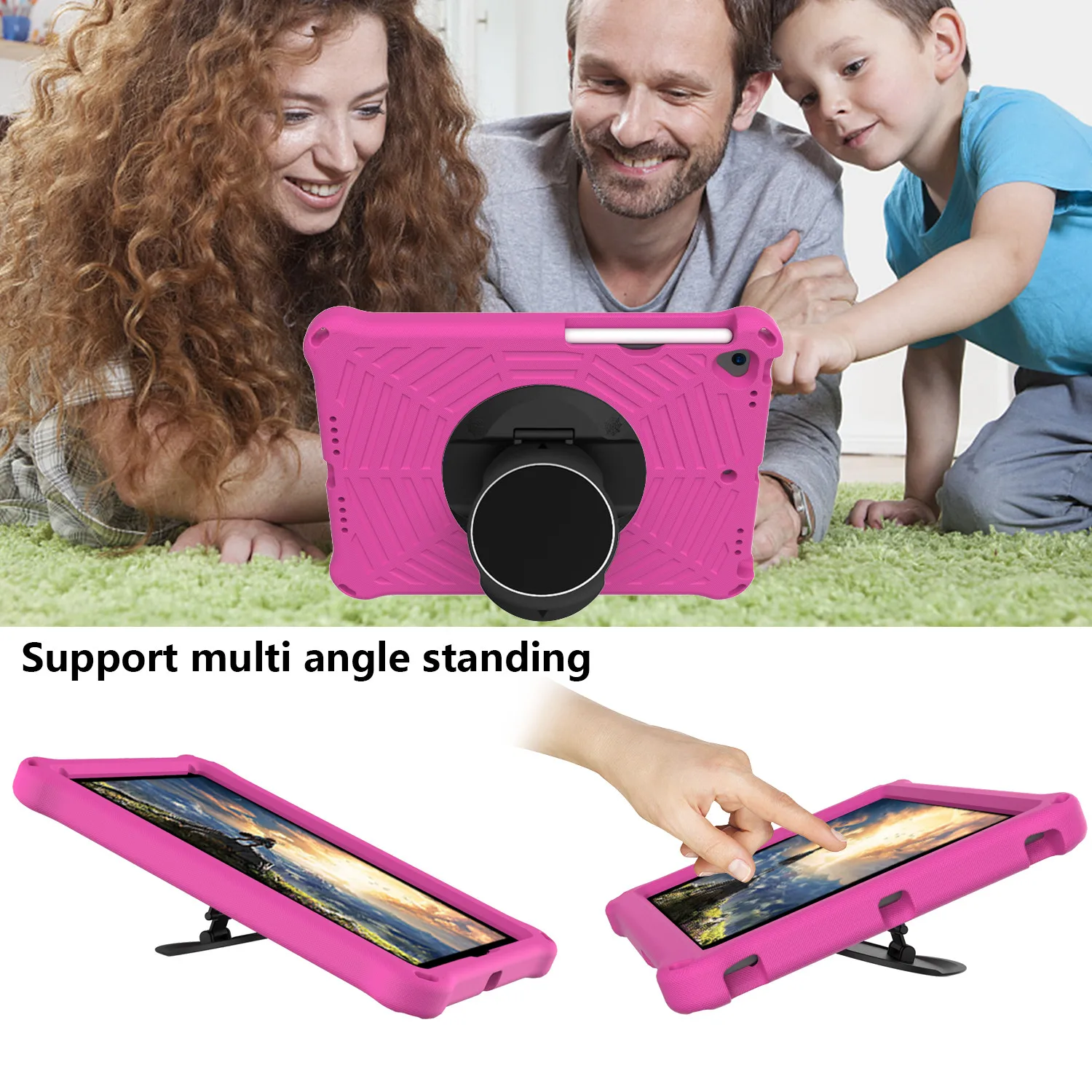 

Ipad 9.7 2017 2018 Air 1 2 Pro 10.5 11 Air3 10.5 Air 4 10.9 EVA Shockproof Kids cover tablet stand Case with strap shell