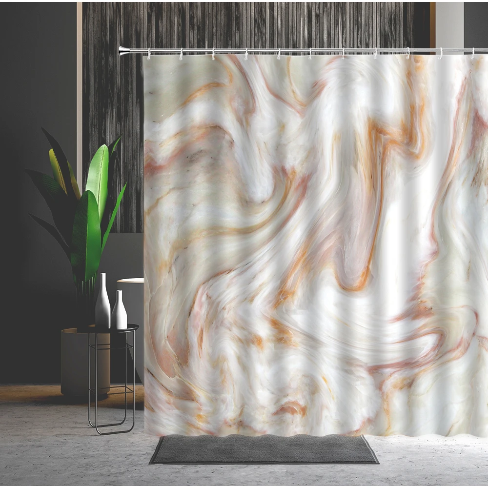

Nordic 3D Abstract Shower Curtain Color Geometry Marble Stripes Simplicity Printed Bathroom Decor Polyester Washable Curtains