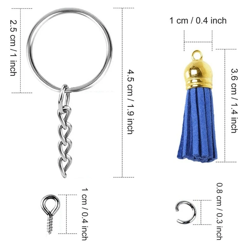 

36 mm Tassel Pendants Jewelry Fiber Fringe Faux Suede Tassel for Keychain Straps DIY Accessories