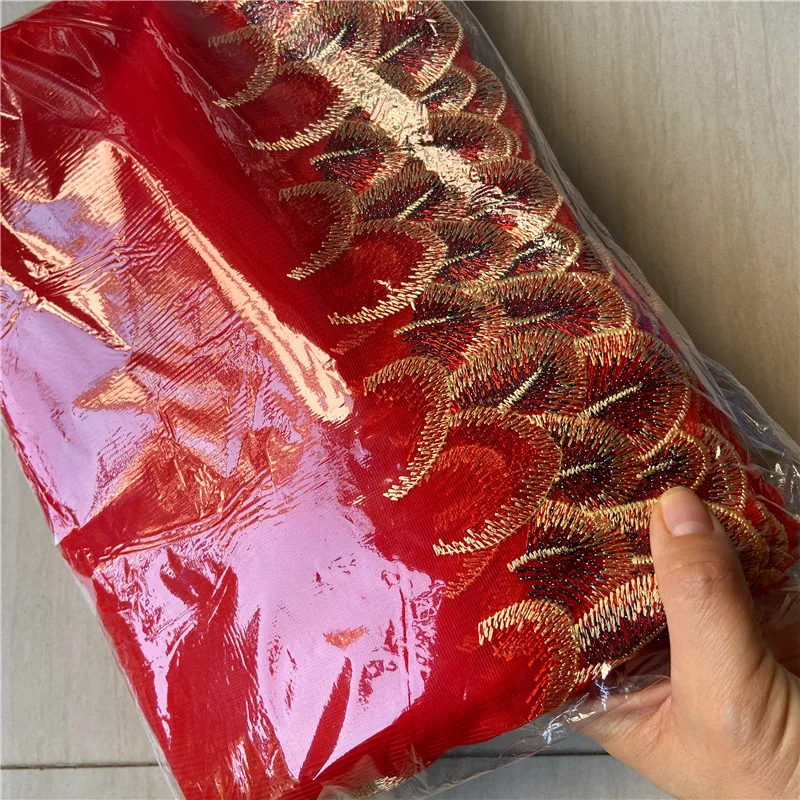 NLI LY Тюлевая сетчатая красного цвета с вышивкой и золотистый черный полиэстер