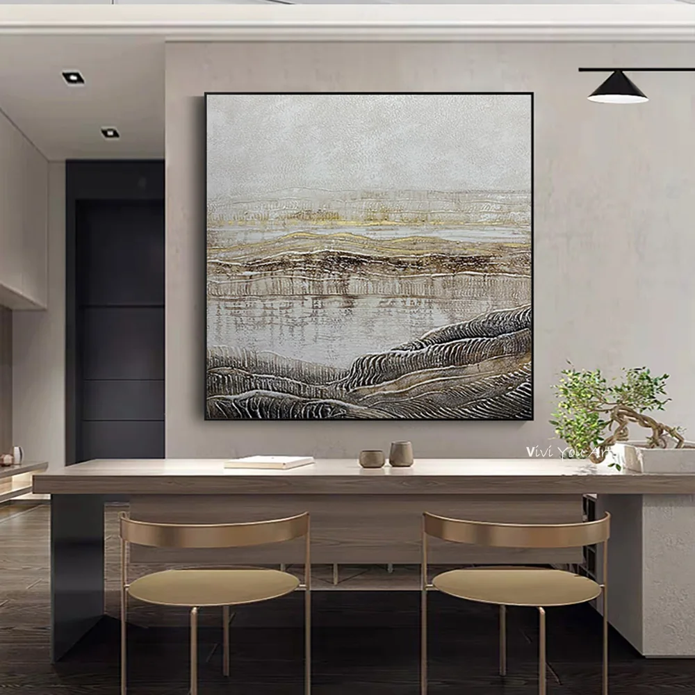

Abstract Landscape Oil Painting Posters and Handmade Wall Art Canvas Painting Trees and Lakes Pictures for Living Room No Frame