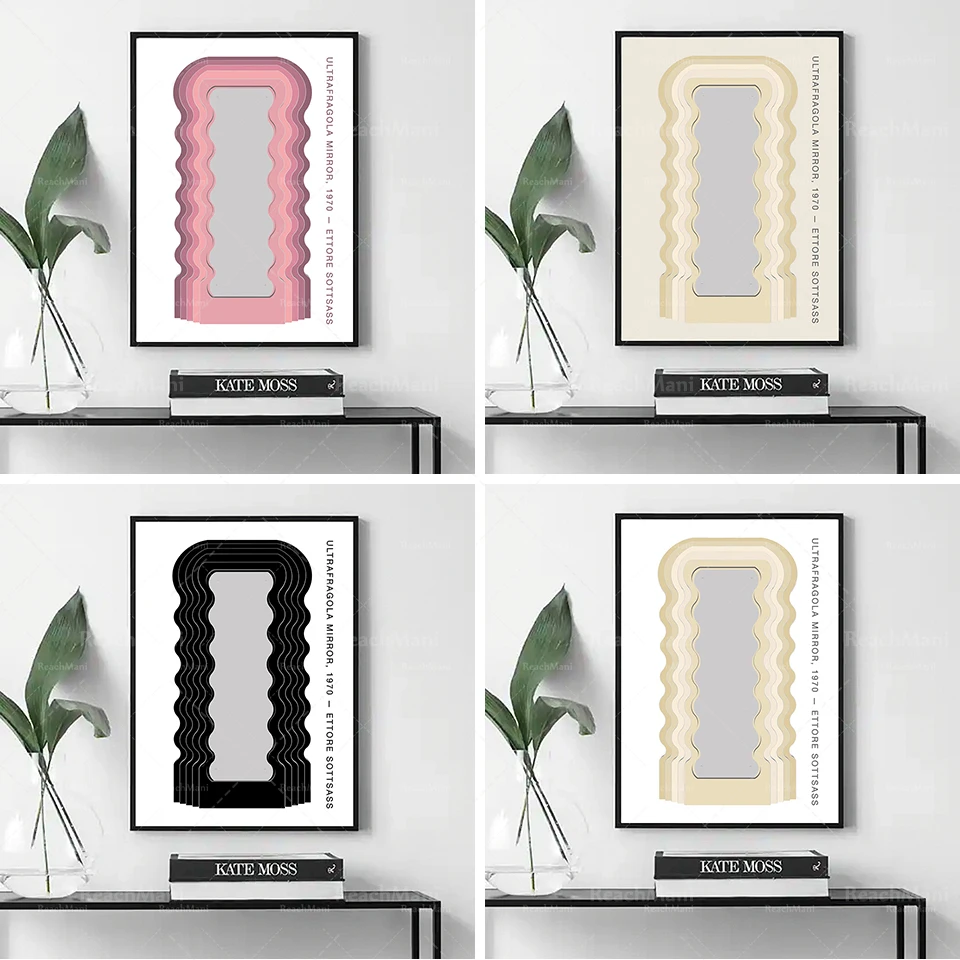 

Midcentury design Ultrafragola miroir agité Ettore Sottsass 1970 70's vintage impression minimaliste résumé affiche de base