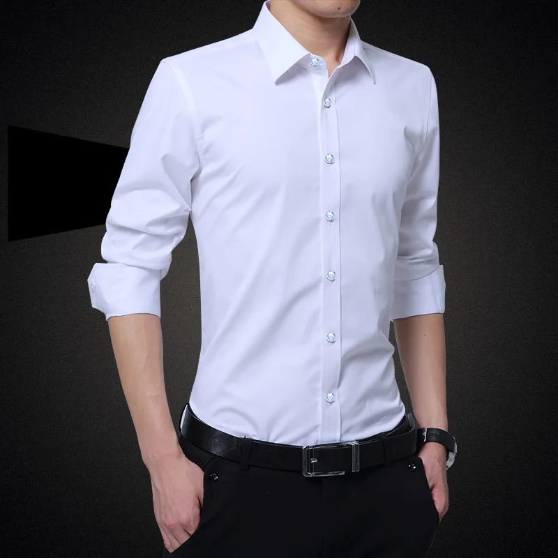 

2020 autumn new men's long sleeve shirt business professional wear men's non iron shirt tooling small collar shirt