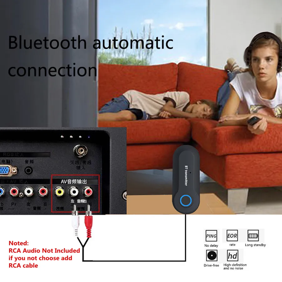 CRDC Bluetooth Audio Transmitter 3.5mm AUX Jack RCA 4.2 USB Wireless Adapter For TV PC Speaker Headphone | Электроника