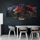 5 панелей, проект Yasuo and Zed Legends League, холст, печатная живопись для гостиной, Настенный декор, HD картина, картина, плакат
