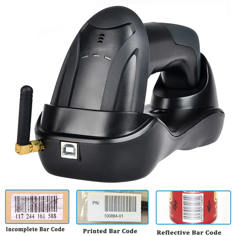Портативный беспроводной сканер штрих кодов с подставкой считыватель зарядной
