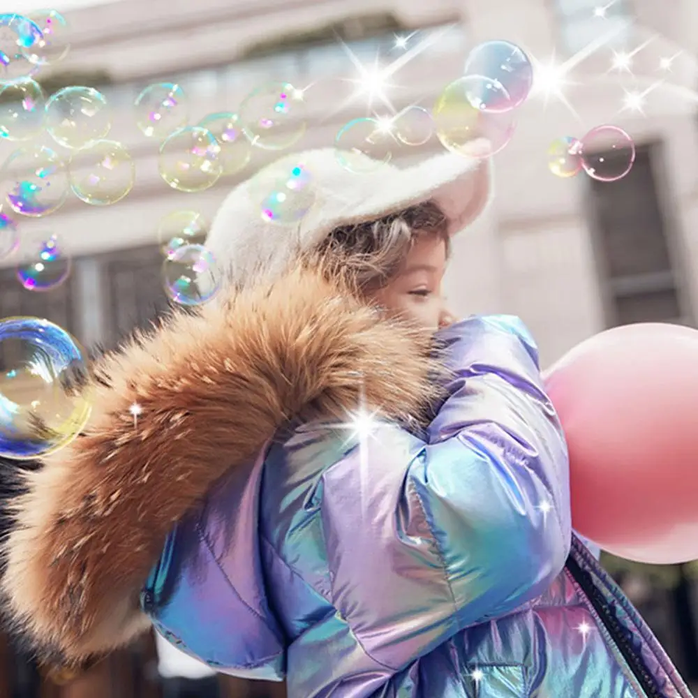 Модная куртка-пуховик для девочек теплые детские парки пальто с меховым