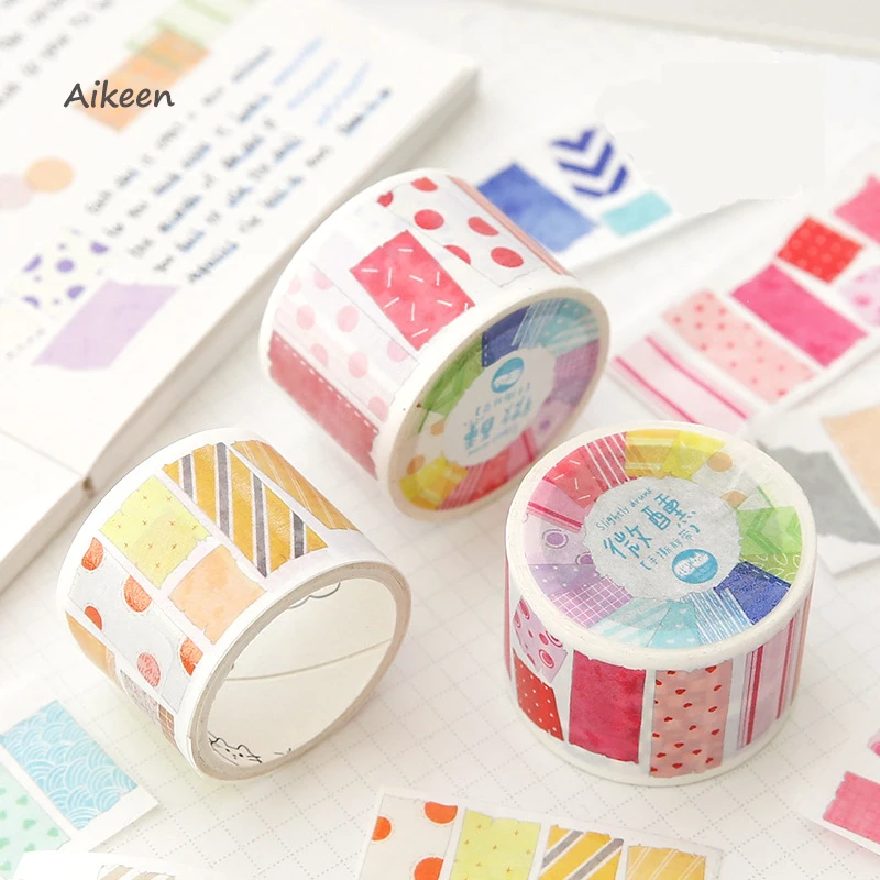 

Geometry Colored Cute Washi Tape Slightly Drunk 7Color Series Basic Scrapbooking Decorative Kawaii Washi Tape School Stationery