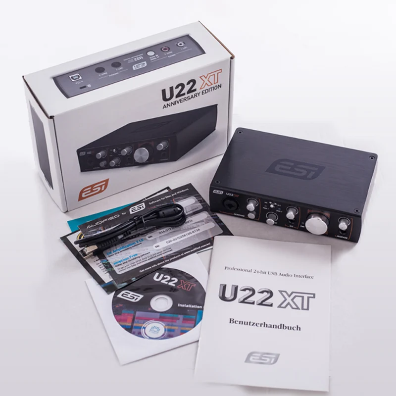 100% Оригинальный ESI U22XT AE Профессиональный 24-битный USB аудио Интерфейс 2-2-выход