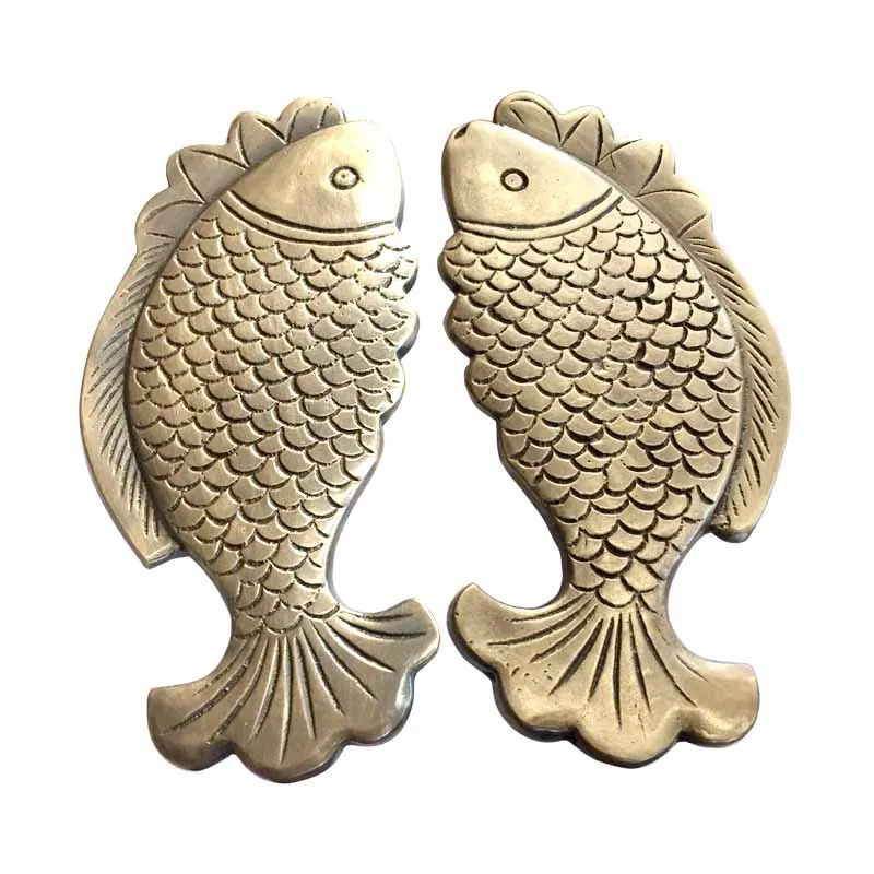 1 пара (2 шт.) латунные ручки для раздвижных дверей с большими рыбками/деревянные