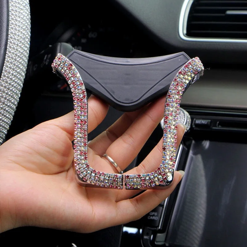 Pink Кристалл Алмаз Универсальный автомобильный держатель телефона Bling Стразы держатель на вентиляционное отверстие автомобиля Стенд мобильный телефон gps держатель для iPhone samsung - Цвет: Pink