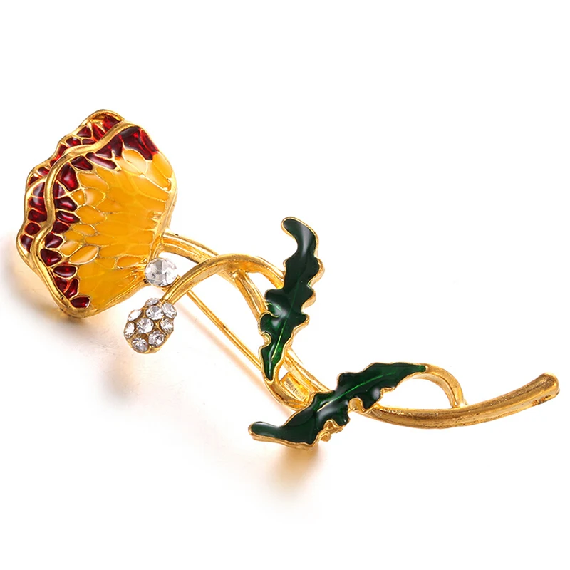 Эмалированная брошь в виде цветка животного с кристаллами Сика олень божья