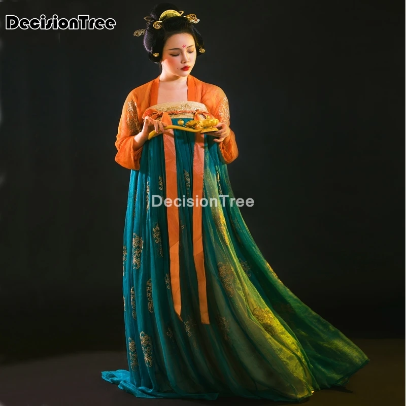 

2021 Древний китайский костюм ханьфу платье для женщин Ретро Династия Тан праздничный наряд принцессы народная танцевальная одежда Восточны...
