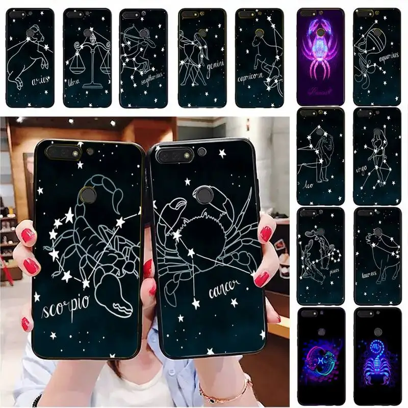 

Constellation Zodiac Signs Phone Case For Huawei Honor 7A 8X 9 10 20lite 10i 20i 7C 8C 5A 8A Honor Play 9X pro Mate 20 lite