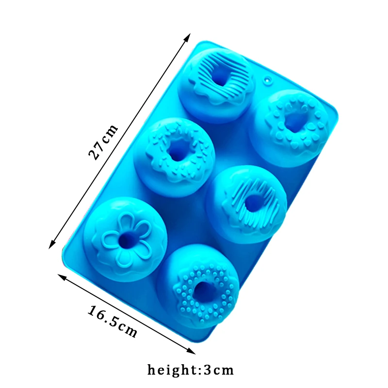 

Newest Silicone Donut Mold Baking Pan 6-cavity Donuts Cake Baking Tray non-stick heat-resistant Reusable Silicone Bakeware Tool