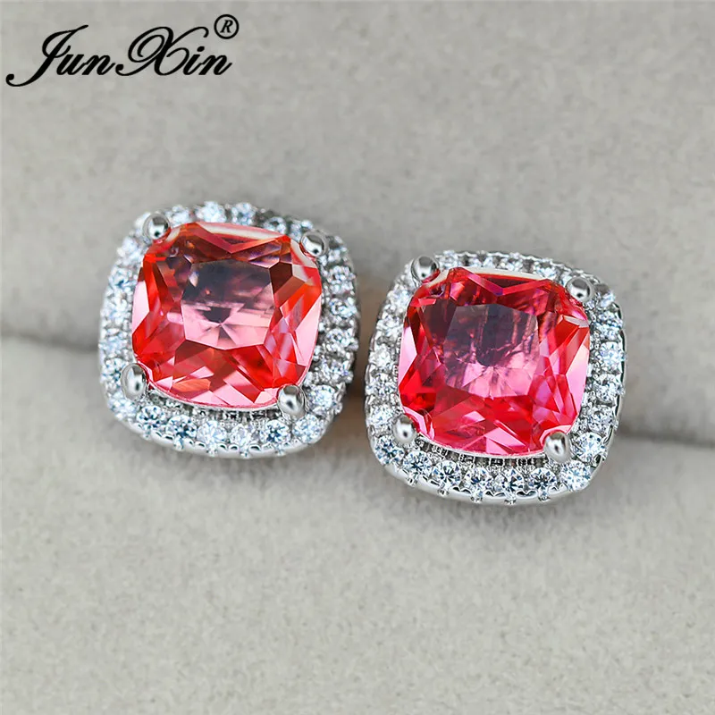 Для девочек милый розовый желтый Градиент Радуга кристаллические серьги из