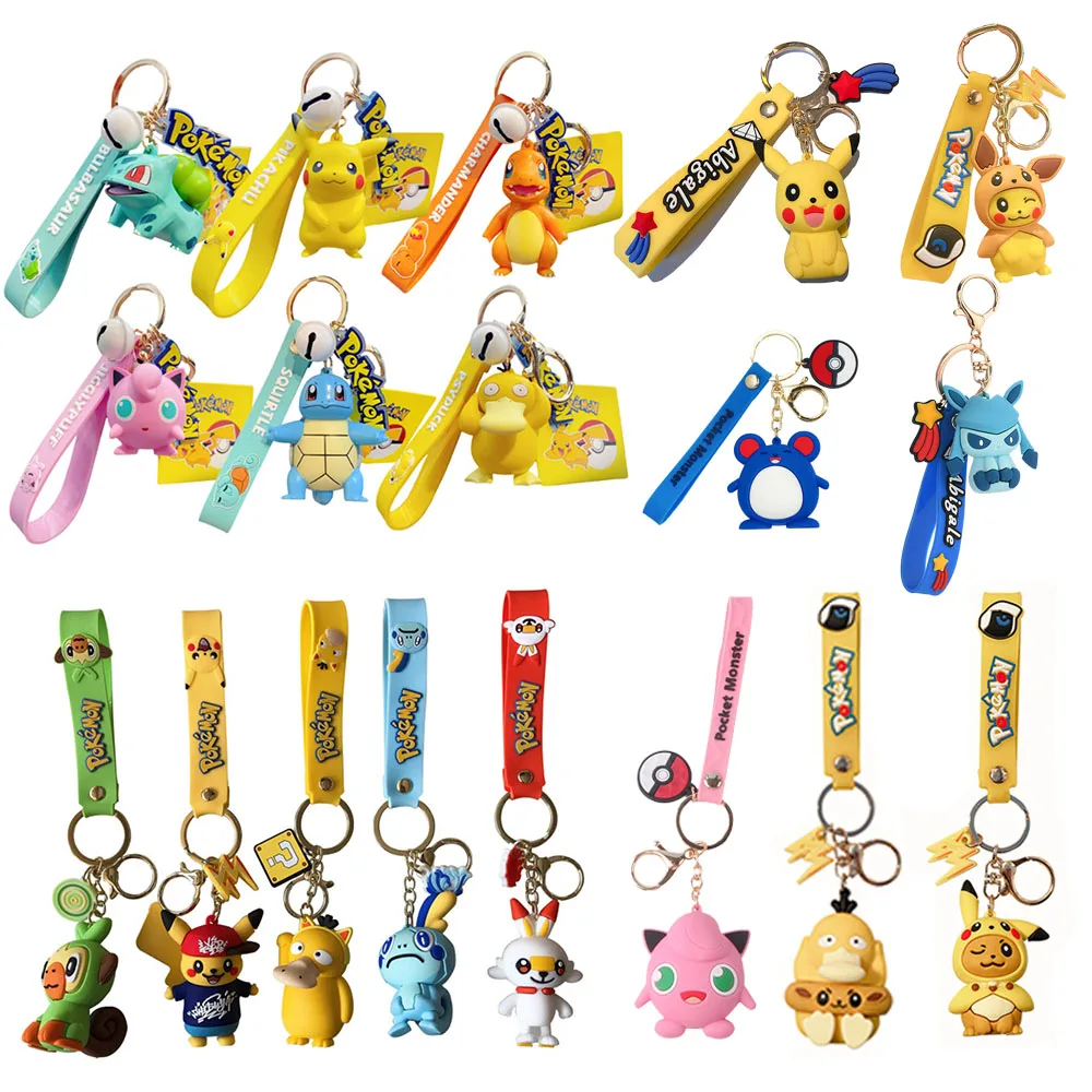

Original Pokemon Keychain Pikachu Keychains Anime Action Figure Cute Pokémon Keyring Cartoon Decoration Childern Girl Gift Toys