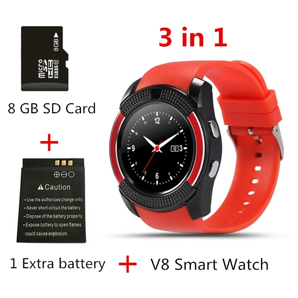 3 in 1 Смарт-часы V8 умные часы Bluetooth с сенсорным экраном наручные часы с камерой/слотом для sim-карты, водонепроницаемые Смарт-часы DZ09 Y1 VS M2 A1 - Цвет: 3 in 1
