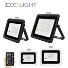 Светодиодный RGB прожектор 20 Вт 30 Вт 50 Вт 100 Вт IP68 уличный Точечный светильник AC 220 В110 В RGB отражатель прожектор лампа с пультом дистанционного управления