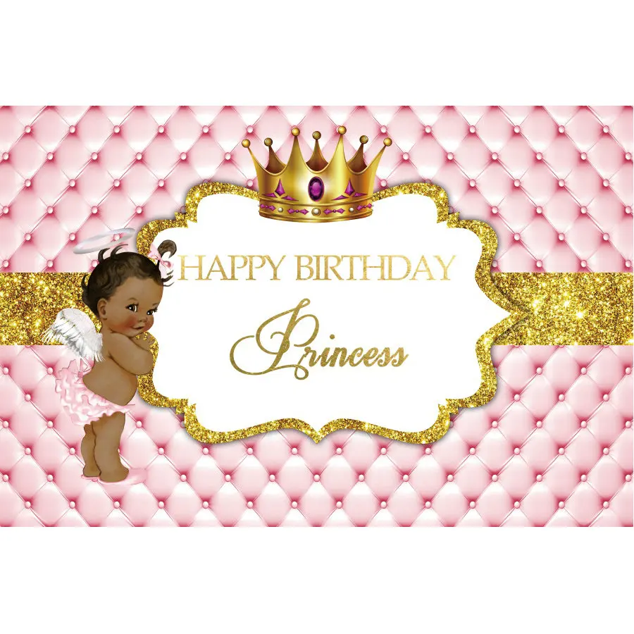 

Happy Birthday Princess Backdrop Pink Leather Photography Background Celebration Photo Booth Studio Decor