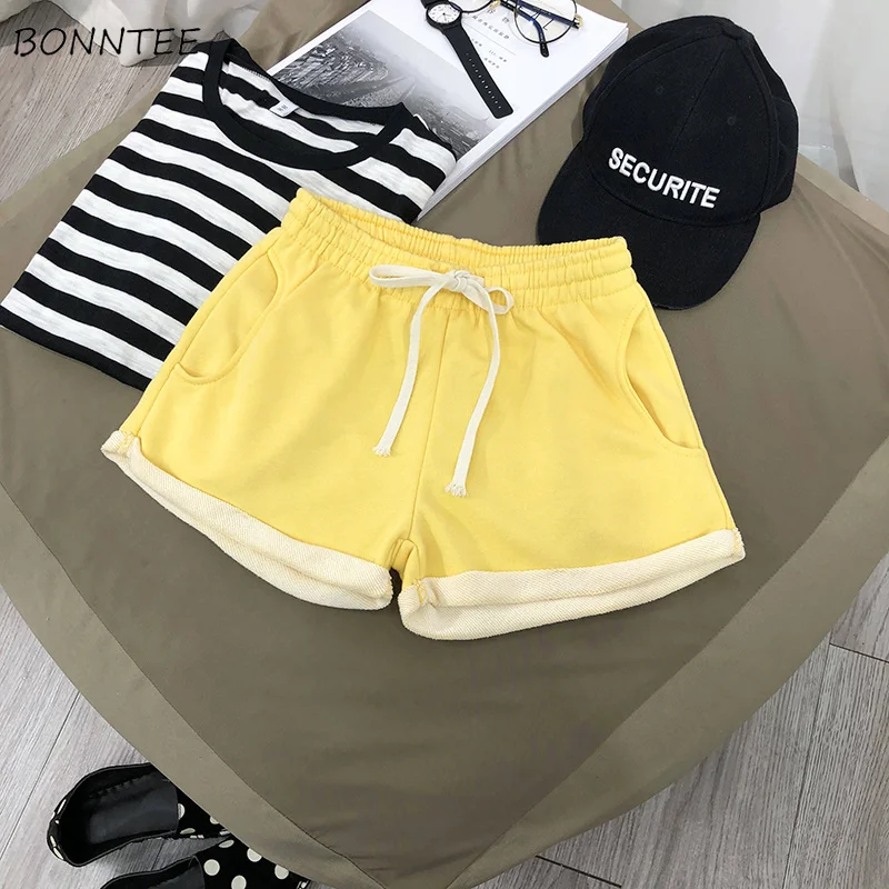 

Shorts Women Sports Popular Slim Leisure Daily Breathable Soft Womens Drawstring Elastic Chic Female Pockets Trendy Simple Short