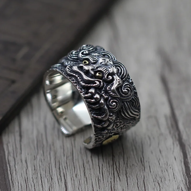Кольцо из серебра 925 пробы винтажные мужские кольца храбрости тайские серебряные