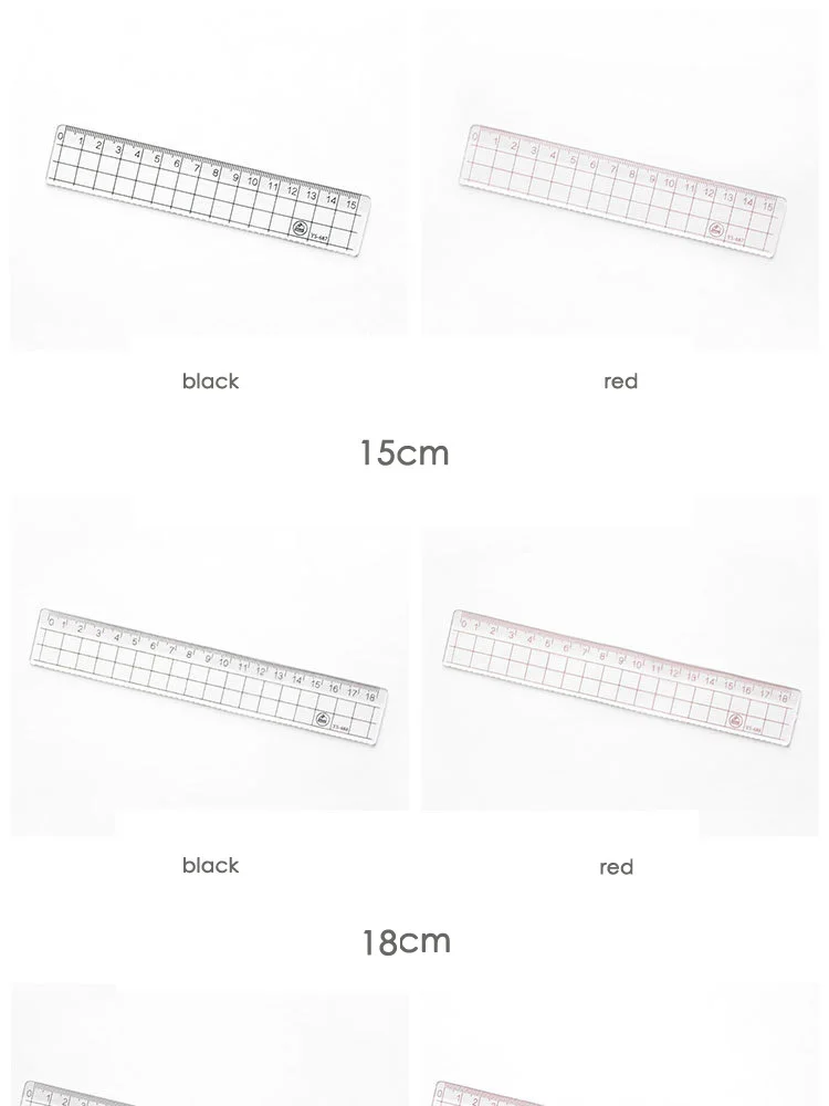 1pcs Simple STYLE 15cm 18cm 20cm Transparent Simple ruler square ruler cute stationery drawing supplies