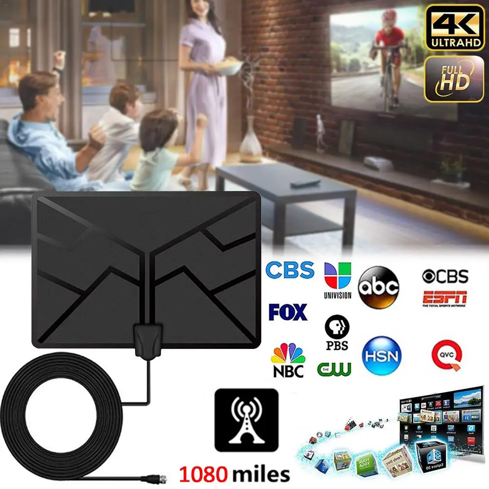 1080 миль 4K цифровой HD ТВ Крытый ТВ антенна с усилителем сигнала телевизионная антенна цифровой tdt hqclear ТВ антенна