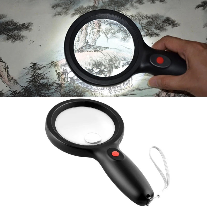 

18 LED Lights Handheld Magnifying Glass 10X 20X Double Lens Magnifier for Reading Coins Jewelry Stamps