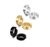 6pcsset 3 pairs stainless steel silver black gold tone clip on hoop earrings for men women no piercing huggie earrings unisex