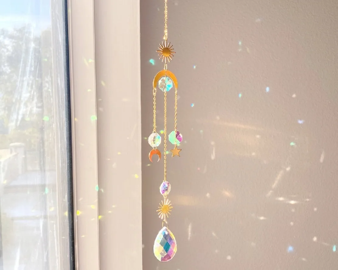 

Sun catcher Hanging Crystal Prism Boho Décor Housewarming Décor Rainbow Maker Home Décor Prism Suncatcher Christmas Gift