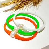 lii ji rainbow 12 colors bracelet 10 11mm big pearl silicone bracelet bijouterie best gift for women casual waterproof bracelet