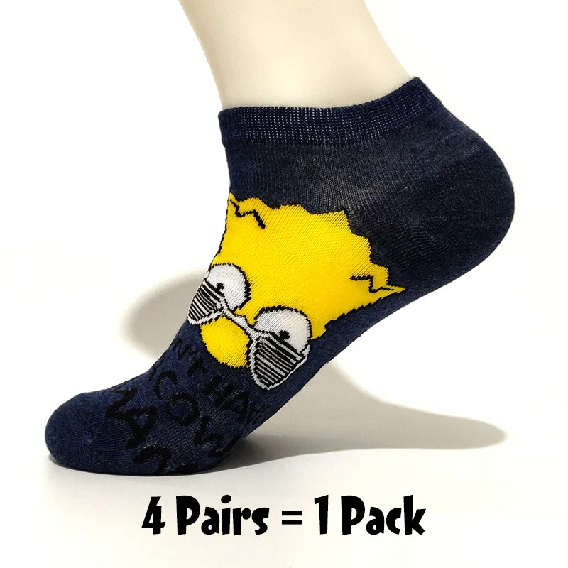 4 Pairs-1 4 пар/упак. Новые мужские носки хлопковые с забавным рисунком для семьи новые милые носки до лодыжки забавные счастливые носки с животными женские Тапочки - Цвет: 4 Pairs-1