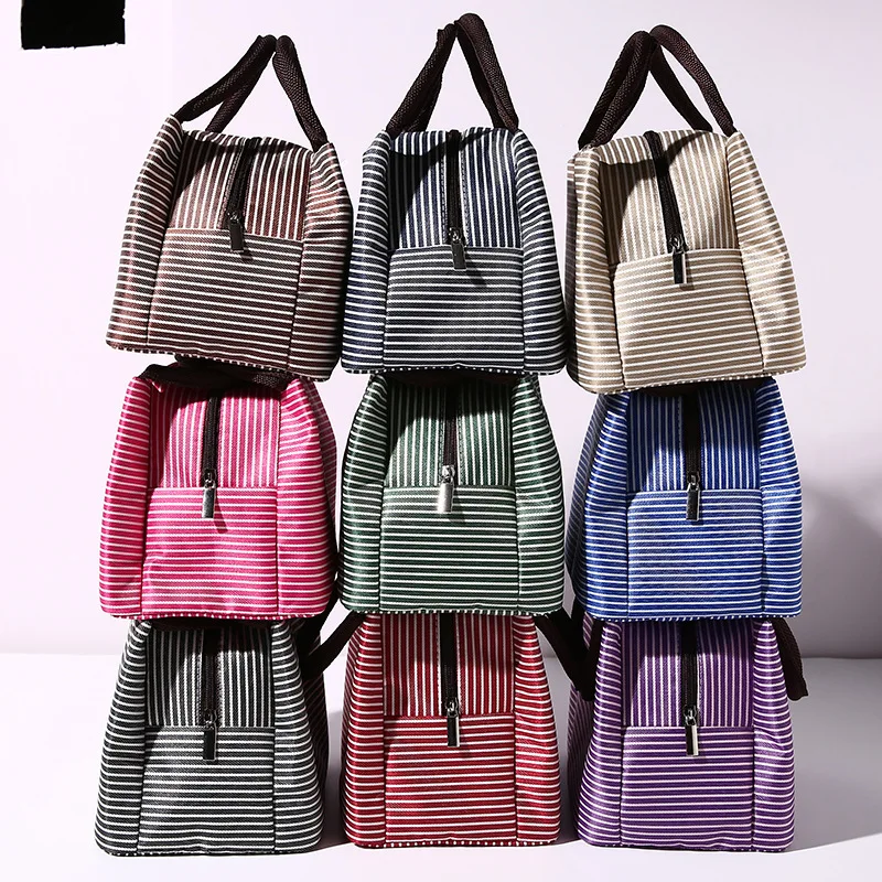 

Waterproof Oxford Cloth Picnic Bag Portable Striped Thermal Insulation Bag, Aluminum Foil Cold Storage Pack