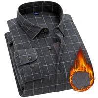 aoliwen brand 2020 winter men warm long sleeved shirt thick liner and velvet shirt plaid long sleeved shirt flannel thermal top