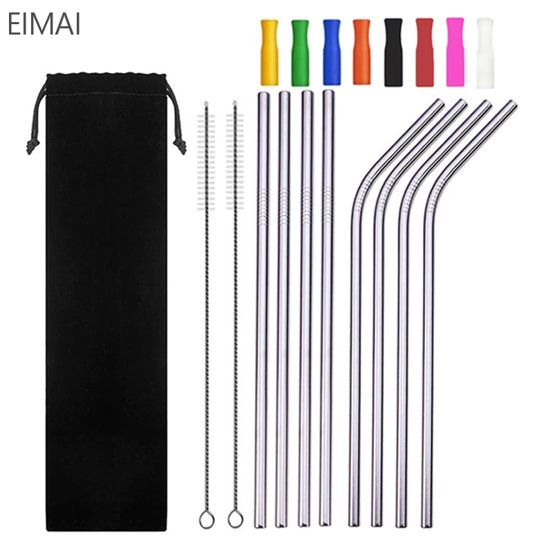 EIMAI 6/8 шт красочные многоразовые трубочки питьевая соломка высокого качества 304