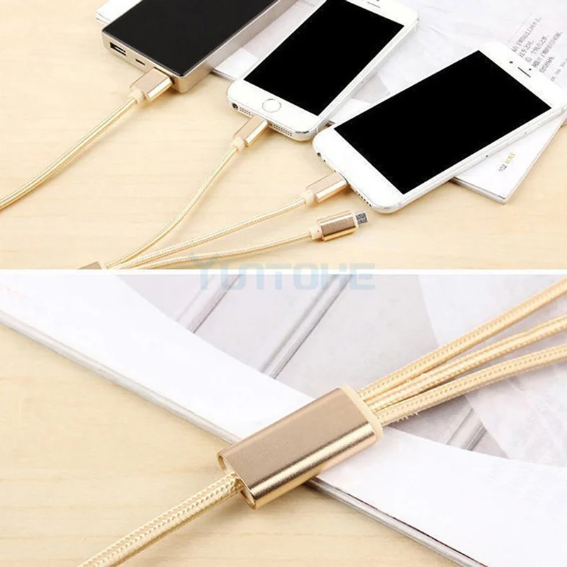 Зарядный кабель Micro USB Type-C 3 в 1 для iPhone Xiaomi Redmi Note Samsung мобильный телефон USB-кабель