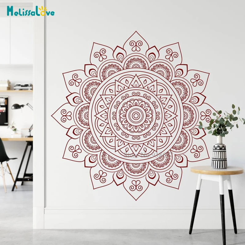 

Big Size Exquisite OM Mandala Sticker Yoga decal Boho Decoration Sticker Flower Mandala Bedroom Living Room Wall Sticker BB564