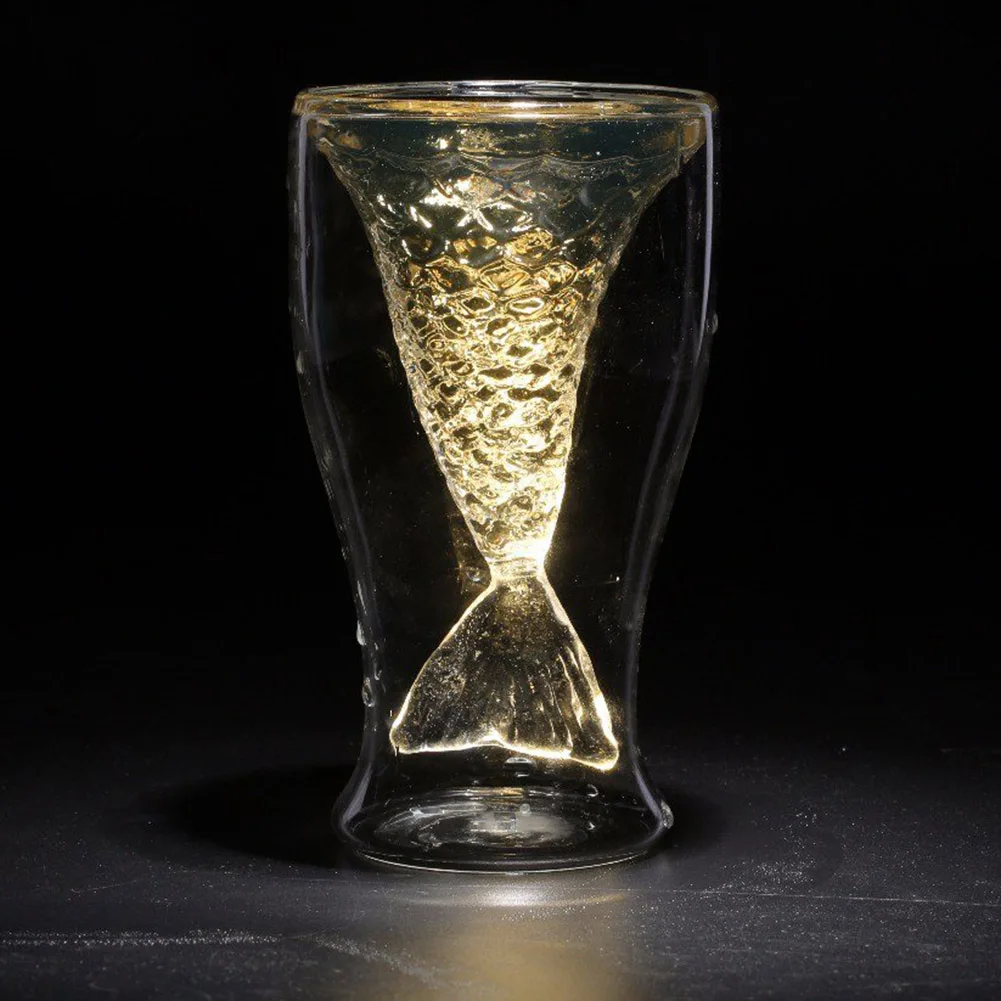 Бокал для вина с рыбьим хвостом двухслойная кружка пива виски коктейля 80 мл | Дом