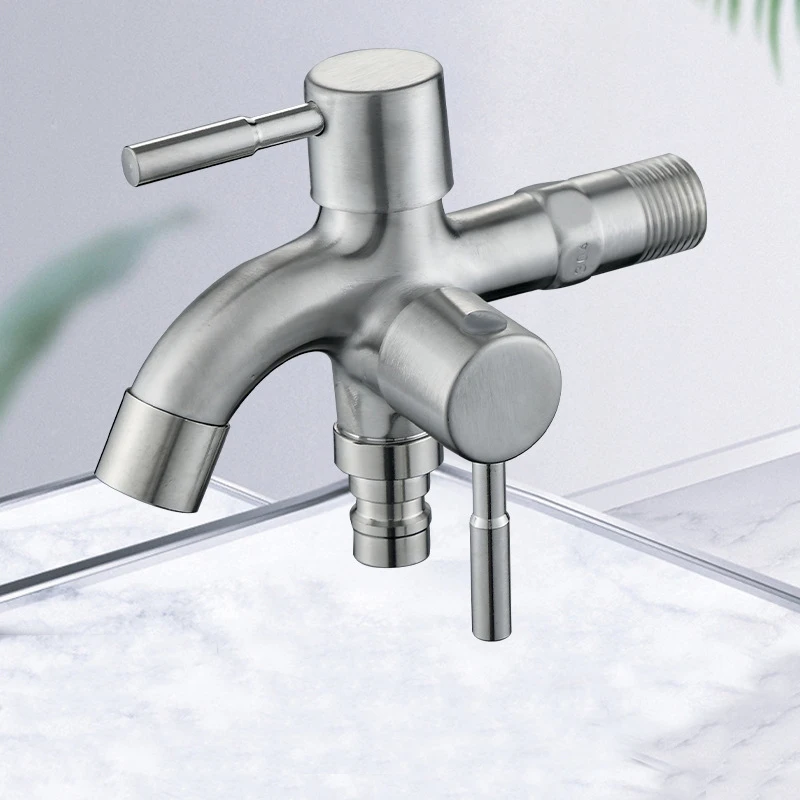 

Смеситель для стиральной машины с двойным краном, смеситель для биде из нержавеющей стали SUS304, садовый смеситель с двойным водяным выходом ...