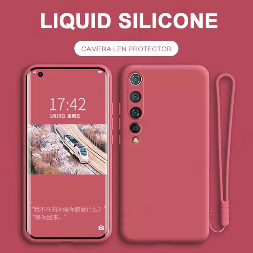 lovecom liquid silicon phone case for xiaomi redmi note 9 pro 8 pro 8t mi 10t pro 11 note 10 lite poco x3 nfc soft lanyard cover free global shipping