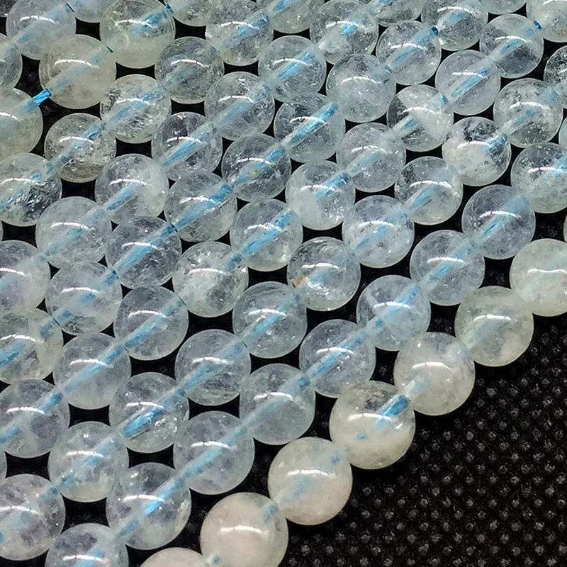 Бусины Из Натурального синего аквамаринового хрусталя Круглые Гладкие бусины 6