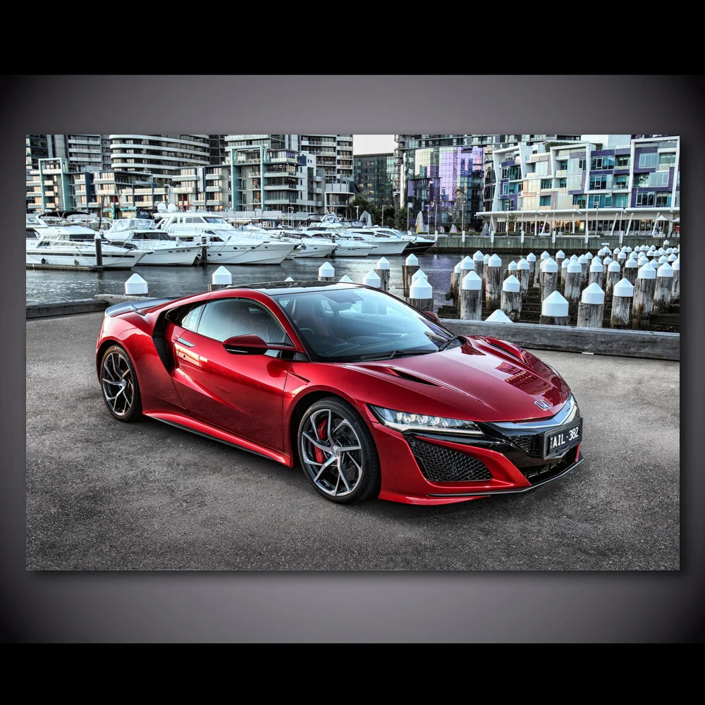 Современные картины настенное искусство SportsCar Honda NSX красные металлические