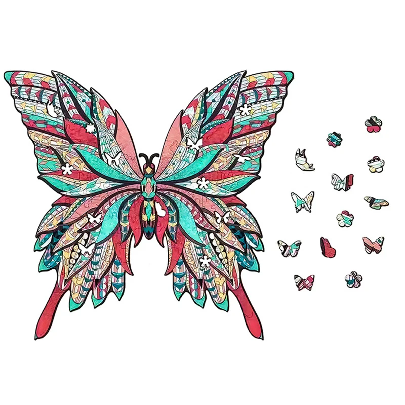 

QWZ New Jigsaw Puzzle DIY Mysterious 3D Butterfly Design Wood Puzzle Adult Children Educational Interative Toy Kids Gift