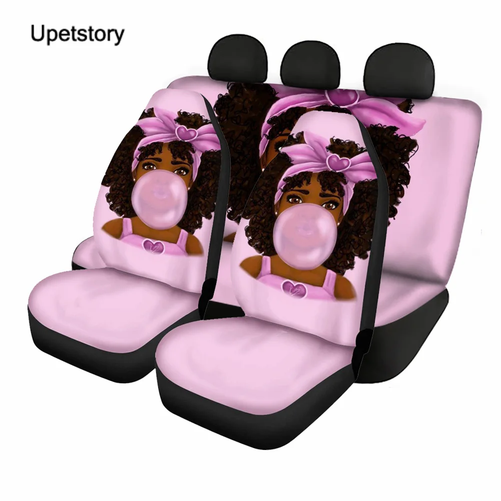 

Upetstory Universal Car Seats Cover Afican Girls Print Front and Rear Seat Protctor Stretch Vehicle Cushion Coversfor Woman