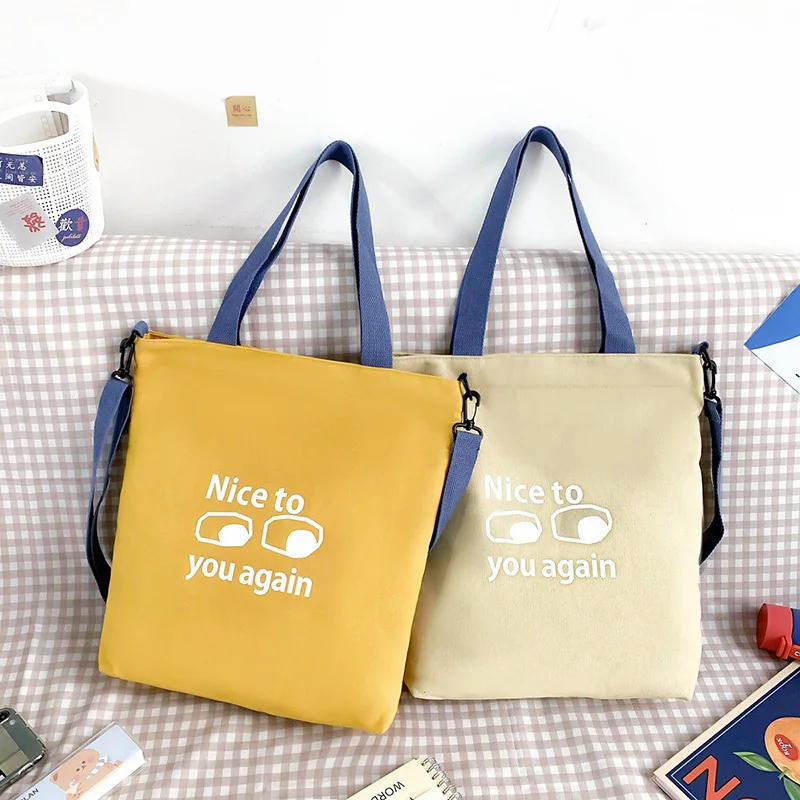 

Холщовые сумки-тоуты, кошельки и сумочки для женщин 2021, женская сумка-шоппер, повседневная однотонная Сумка-Кроссбоди с принтом глаз и надпи...