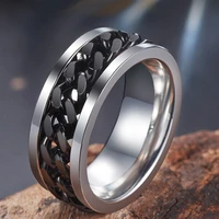 2021 fashion new 4 colors 8mm titanium steel twist chain rings for men polished black punk rock biker ring wedding ring
