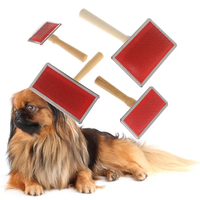 

2021 New Pet Grooming Comb Shedding Hair Remove Brush Wood Handle Dog Cat Cleaning Supply