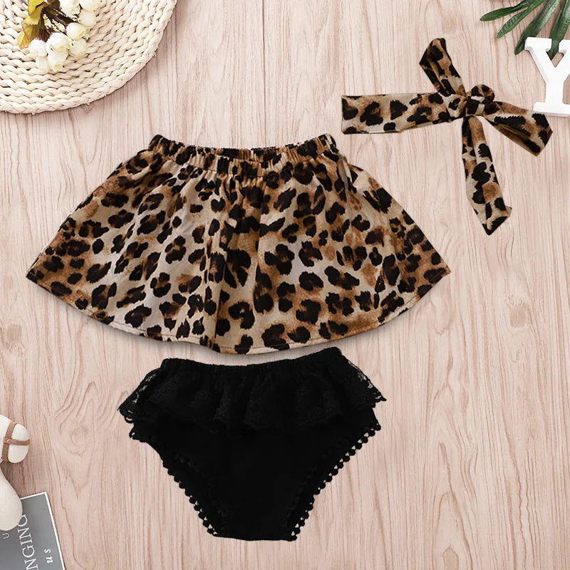 Одежда для новорожденных девочек укороченный топ с леопардовым принтом и черные